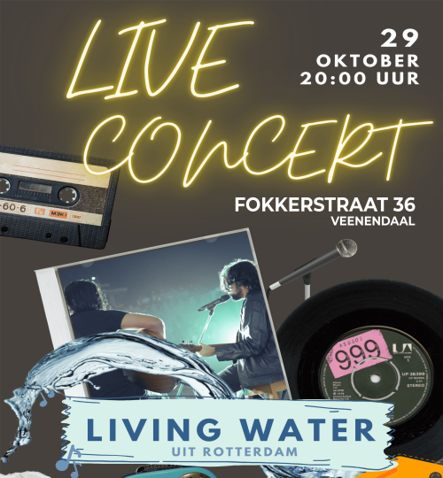 Banner concert Living water One80 29 oktober 2022 - agenda